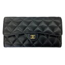 K CHANEL クラシックロングフラップウォレット AP0241 ラムスキン ブラック 黒 長財布 レディース 女性 定番 流行 エレガント プレゼント 箱 布袋 中古 シャネル 質屋かんてい局鹿沼店 31016729310-4K