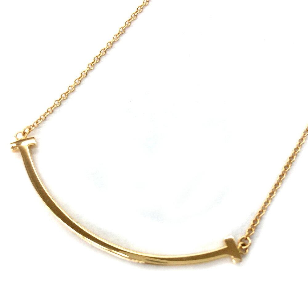 K　TIFFANY&Co.　Tスマイルペンダントスモールネックレス　750　K18PG　2.8g　箱　布袋　送料込　お買い得　特別価格　金　46cm　レディース　女性　シンプル　人気　ティファニー　中古　質屋かんてい局　鹿沼店　31034629315-36kのサムネイル