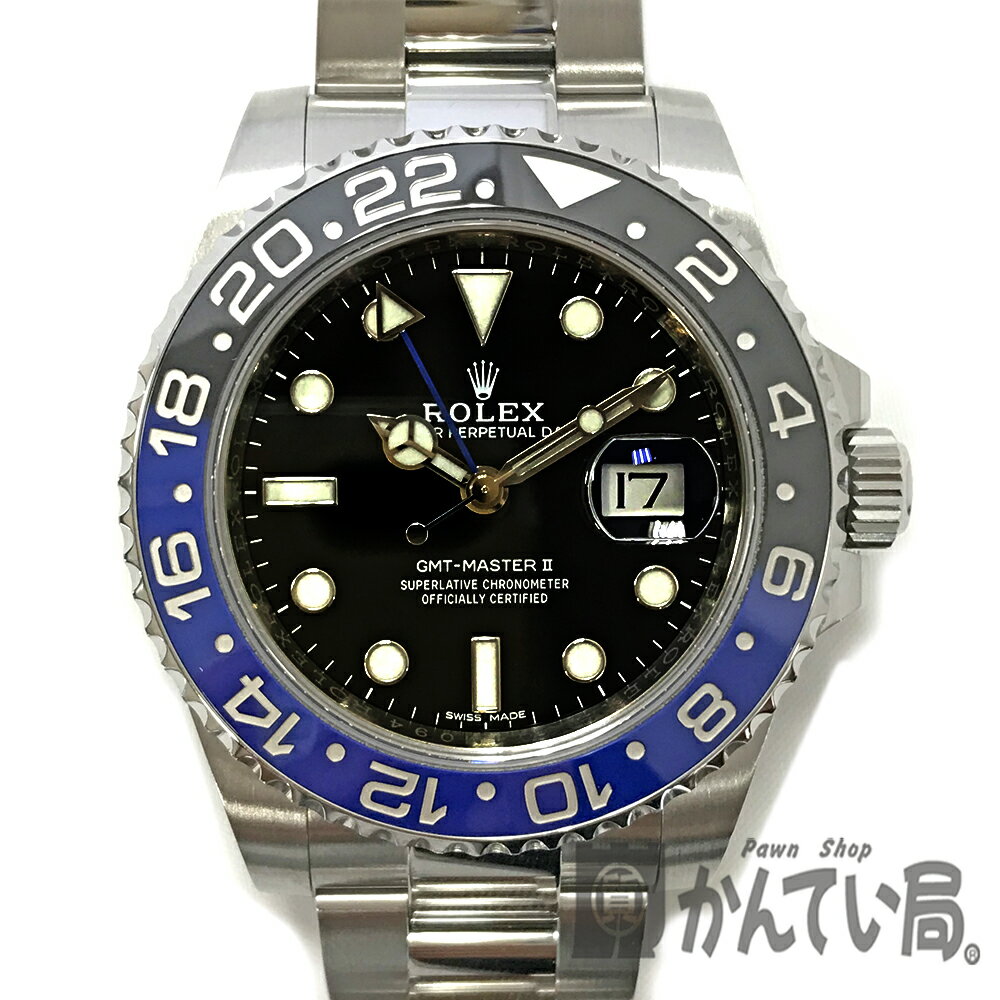 U【ROLEX】【ロレックス】GMTマスター2　116710BLNR　ランダム番　2018年頃製造　バットマン　箱有　ギャラ有　ブラック文字盤　黒　SS　ステンレス　自動巻　日付　メンズ　男性【ロレックス】【かんてい局宇都宮店】31000049310-94u-b