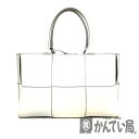 U【中古】【BOTTEGA VENETA】スモール アルコ トートバッグ　652867　マキシイントレチャート　ホワイト×ブラック　布袋付　ポーチ付　THE ARCO【ボッテガ ヴェネタ】【かんてい局宇都宮店】31005569315-3u-b