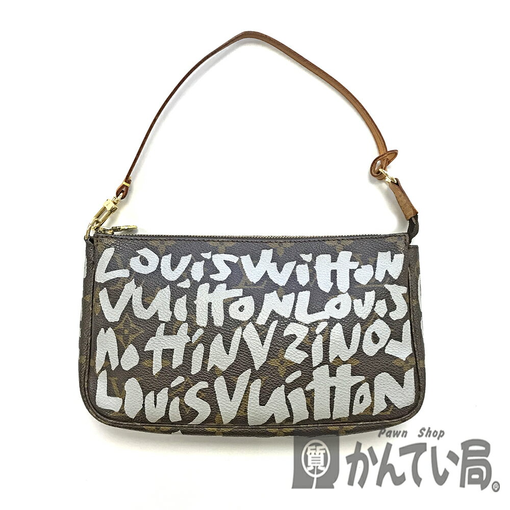 U【中古】【LOUIS VUITTON】アクセソワール グラフィティ ポーチ M92192 モノグラム ブラウン ホワイト ハンドバッグ【ルイ ヴィトン】【かんてい局宇都宮店】31012189315-33u-b