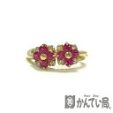 U【中古】【K18】 ルビーリング R0.60ct D0.11ct 約8.5号 3.0g フラワーモチーフ ゴールド ダイヤモンド【大特価価格】【かんてい局宇都...