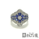 U【中古】【Pt900】 サファイアリング S1.60ctct D0.50ct 約13号 9.2g フラワーモチーフ プラチナ 指輪 【大特価価格】【かんてい局...