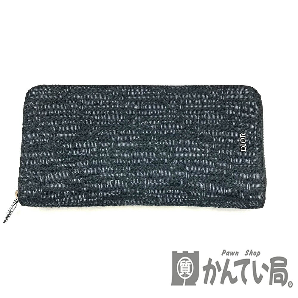 U【中古】【DIOR】バーティカルロングジップウォレット　2024春新作　2ESBC317YSE_H03E　箱/布袋有　ディオールオブリーク　ブラック　美品【かんてい局宇都宮店】31015869315-1u-f