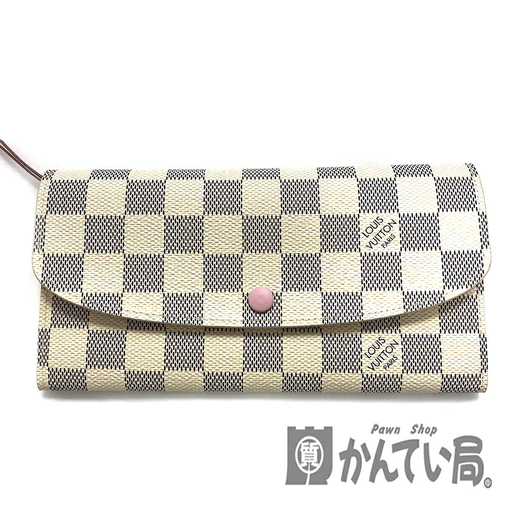 U【中古】LOUIS VUITTON【ルイ ヴィトン】ポルトフォイユ エミリー N41625 かぶせ蓋長財布 ダミエ アズール 白 箱/布袋付 人気 定番 美品【かんてい局宇都宮店】31016719315-35u-f