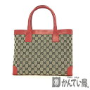 U【中古】【GUCCI】GGキャンバス　トートバッグ　002.1119.002058　レザー　レッド　ネイビー　美品【グッチ】【大特価価格】【かんてい局宇都宮店】31005439315-35-u-f