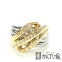U【中古】【K18 Pt900】ファッションリング 約16.5号 D0.03ct 約9.9g 新品仕上げ済み コンビ 金 プラチナ ゴールド ダイヤモンド リン...