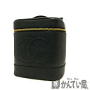 U【中古】【CHANEL】ヴァニティバッグ A01998 ギャランティカード有 1995年頃製造 キャビアスキン ブラック ゴールド金具 【シャネル】【かんてい...