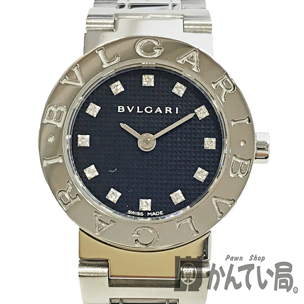 U【中古】【BVLGARI】【ブルガリ】ブルガリブルガリ　12Pダイヤ　BB23BSS　クォーツ　ステンレススチール　ブラック文字盤　ダイヤモンド　高級感　人気　オシャレ　外装仕上済【かんてい局宇都宮店】31002129315-12u-r