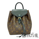 U【中古】LOUIS VUITTON【ルイ・ヴィトン】モンスリNM M45516 モノグラム ノワール ブラックレザー バックパック 調節可能 おしゃれ 美品...