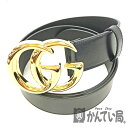 U【中古】GUCCI【グッチ】GGマーモントレザーベルト　406831　レザー　ブラック　最大100cm　ゴールド金具　メンズベルト　おしゃれ　布袋有　美品【大特価価格】【かんてい局宇都宮店】 31026929315-3u-r