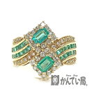 U【中古】【K18】 エメラルドリング E3.3ct D0.45ct 約10号 K18 ゴールド エメラルド ダイヤモンド 指輪 約5.9g 現状販売【大特価価...