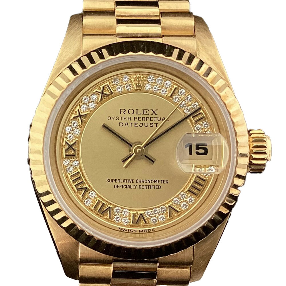 K【OH済】ROLEX 69178MR デイトジャスト ミリヤードダイヤ 18K K18 18金 イエローゴールド 自動巻き レディース 女性 ダイヤモンド 腕時計 W番 (1994年～1995年頃製造) 送料込み 王道 ロレックス 質屋かんてい局 鹿沼店　 31002109318-2k-sのサムネイル