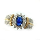 K 色石リング Pt900 K18 ゴールド プラチナ コンビ 約6.9g 送料込 約11号 0.43ct D0.25ct 750 ファッション アクセサリー 宝石 女性 レディース ノンブランド お買い得 中古 質屋かんてい局 鹿沼店 31031789310-137K
