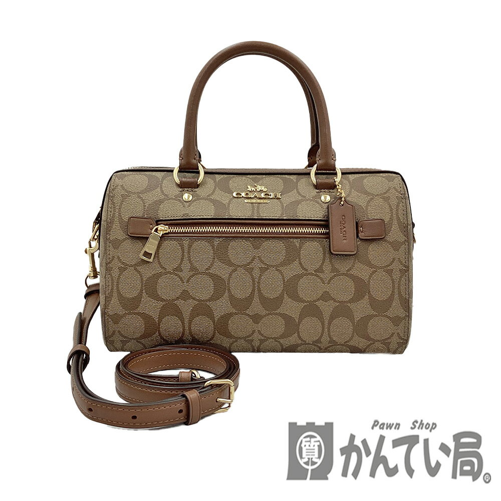 ボストンバッグ K　COACH　ミニボストンバッグ　F83607　シグネチャー　2WAYバッグ　ショルダーバッグ　ハンドバッグ　ブラウン　茶色　旅行バッグ　PVC　定番ライン　特別価格　普段使い　レディース　女性　送料無料　コーチ　質屋かんてい局　鹿沼店　31008849310-25k-m