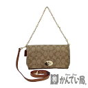 K COACH F34615 PVC シグネチャー 2WAYショルダーバッグ ハンドバッグ ミニバッグ ブラウン 茶色 定番 コンパクト 斜め掛け 肩掛け ショ...