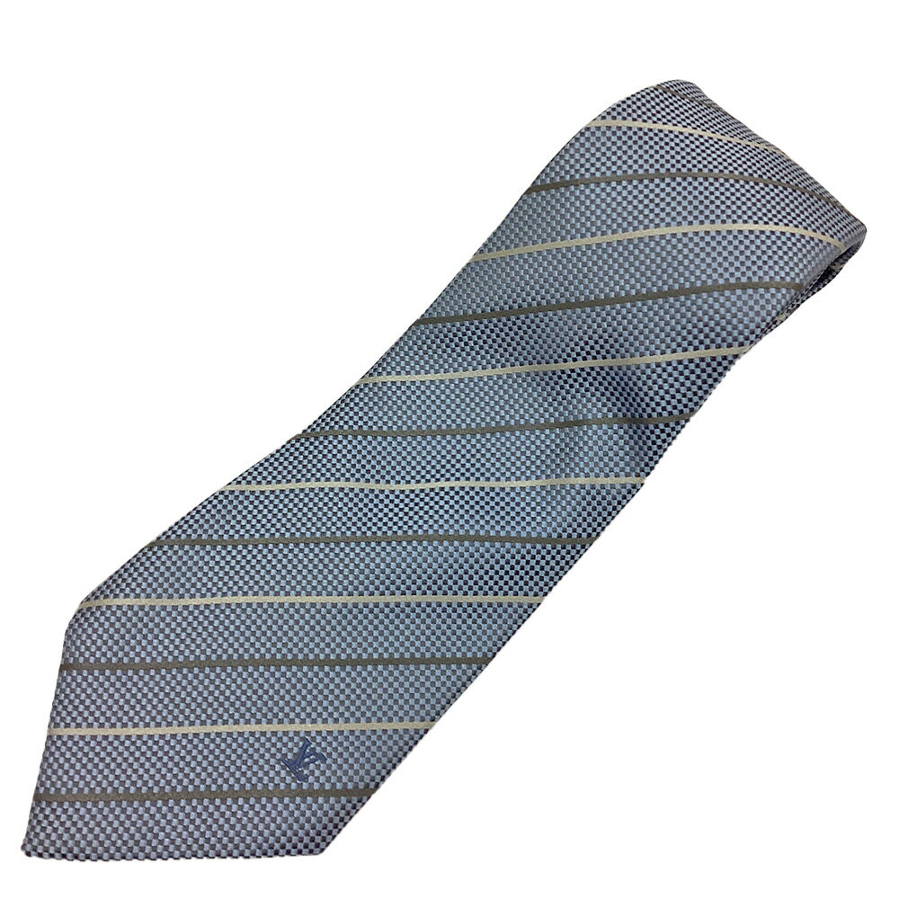 K　LOUIS VUITTON　ネクタイ　送料込　ライトブルー　シンプル　シルク100　男性　高級　お手頃価格　..