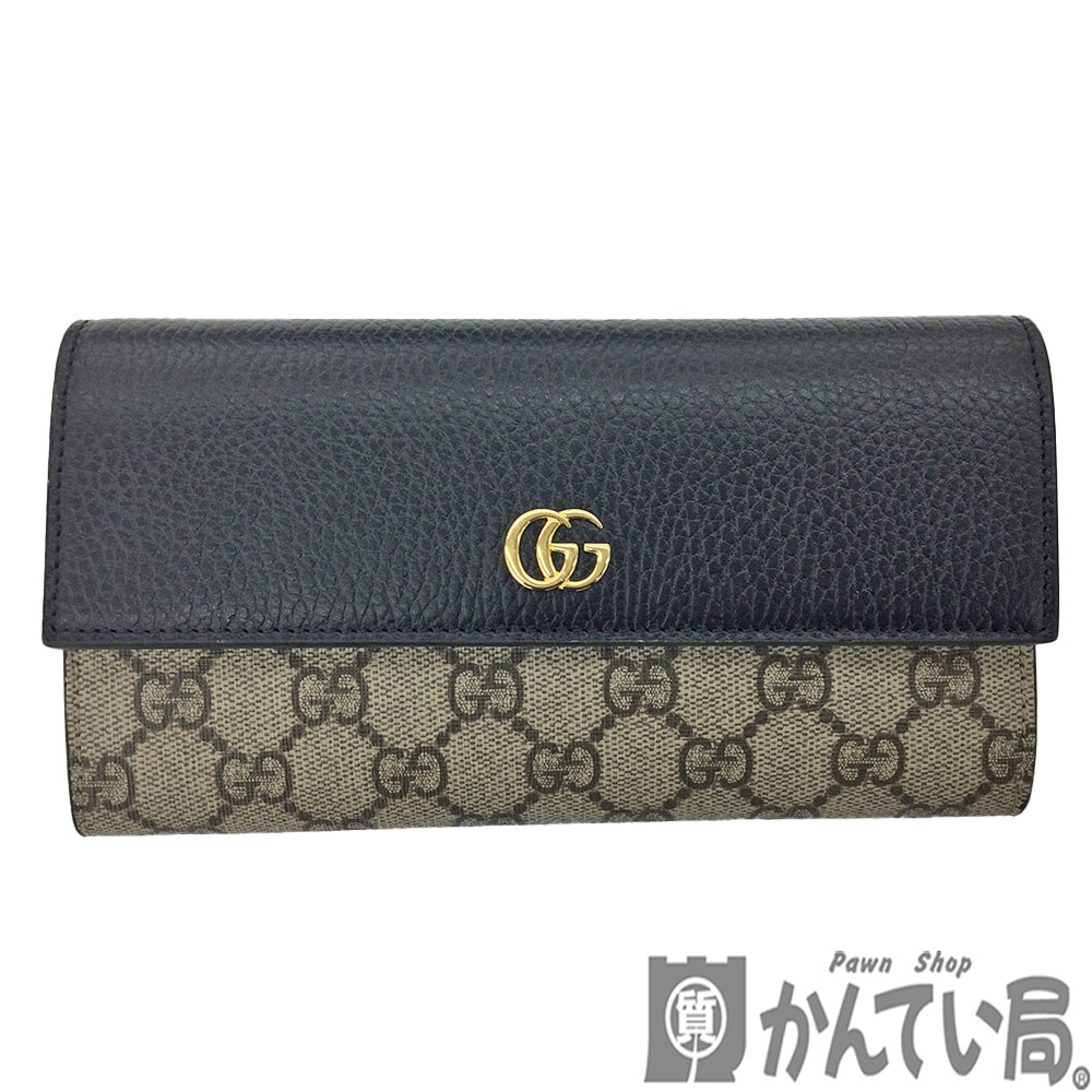 K　GUCCI　コンチネンタルウォレット　456116　GGマーモント　箱　布袋　送料込　GGスプリーム　ブラック　黒　長財布　レディース　女性　男性　お買い得　特別価格　普段使い　メンズ　グッチ　中古　質屋かんてい局　鹿沼店　31019009310-34k