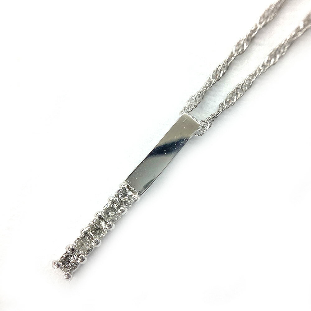K　デザインネックレス　k18　ホワイトゴールド　約42cm　0.05ct　約1.3g　送料込　ファッション　レディース　女性　資産　アクセアリー　お買い得　特別価格　ラグジュアリー　中古　質屋かんてい局　鹿沼店　31031949310-406k