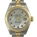 K【OH済】ROLEX デイトジャスト 79173NGR K番 2001年頃製造 文字盤ホワイトシェル ルビー コンビ 自動巻 腕時計 レディース 女性 ゴージャス 王道 オーバーホール 仕上 人気 アナログ 特別 価格 ロレックス 質屋かんてい局 鹿沼店2500350k(2)
