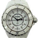 O【CHANEL】J12 H1628 セラミック ダイヤモンド 12P ホワイト クォーツ 電池 女性 レディース【シャネル】【中古】【質屋かんてい局小山店】31002159318-8o-y