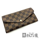 o【LOUIS VUITTON】【ルイ ヴィトン】 ポルトフォイユ・サラ　N63209　ダミエ　エベヌ　ブラウン　茶　ホック　ボタン　長財布　男性　女性　メンズ　レディース　中古【質屋かんてい局小山店】22-3532o-ht