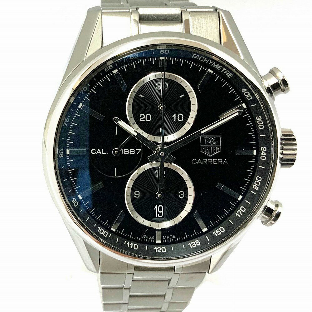 カレラ O【TAG-HEUER】【タグホイヤー】カレラ　クロノグラフ キャリバー1887　CAR2110.BA0720　黒文字盤　ブラック　自動巻　ギャラ　腕時計　メンズ　男性　スーツ　カジュアル【質屋かんてい局小山店】31000089316-18O-h