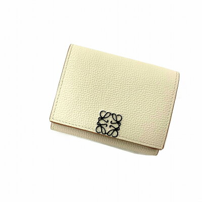O【LOEWE】特上品 アナグラムトライフォールドウォレット C821TR2X02 財布 コンパクト ホック レディース メンズ 男性 女性 ベージュ系 ファスナー【ロエベ】【質屋かんてい局小山店】31019539318-3o-h