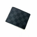 o【LOUIS VUITTON】【ルイ ヴィトン】 ポリトフォイユ・ミュルティブル　N62663 　ダミエ　グラフィット　ブラック　黒　二つ折り札入れ　札入れ　コンパクト　男性　メンズ　　中古【質屋かんてい局小山店】31018979318-48o-h