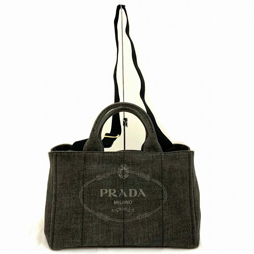 プラダ ショルダーバッグ（レディース） o 【PRADA】 カナパ　1BG642　ブラック　デニム　ショルダーバック　ハンドバッグ　2WAYバック　レディース　プラダ　女性　お洒落　定番　【質屋かんてい局小山店】31005449318-3o-y