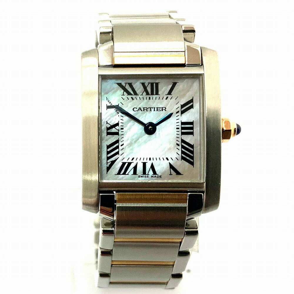 O　【中古】【Cartier 】カルティエ タンクフランセーズSM　W51027Q4 ステンレス K18　PG　コンビ　クオーツ シェル文字盤 レディース　女性　ビジネス　カジュアル　時計【中古】《かんてい局小山店》31002139316-10o-h