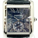 N【中古】【CARTIER】 カルティエ　タンクMC　クォーツ時計　WSTA0010　 シルバーカラー×ブルー文字盤　ステンレス×レザー　腕回り約19.5cm　デイト　メンズ 付属品有　質屋かんてい局那須塩原店 3100007-4