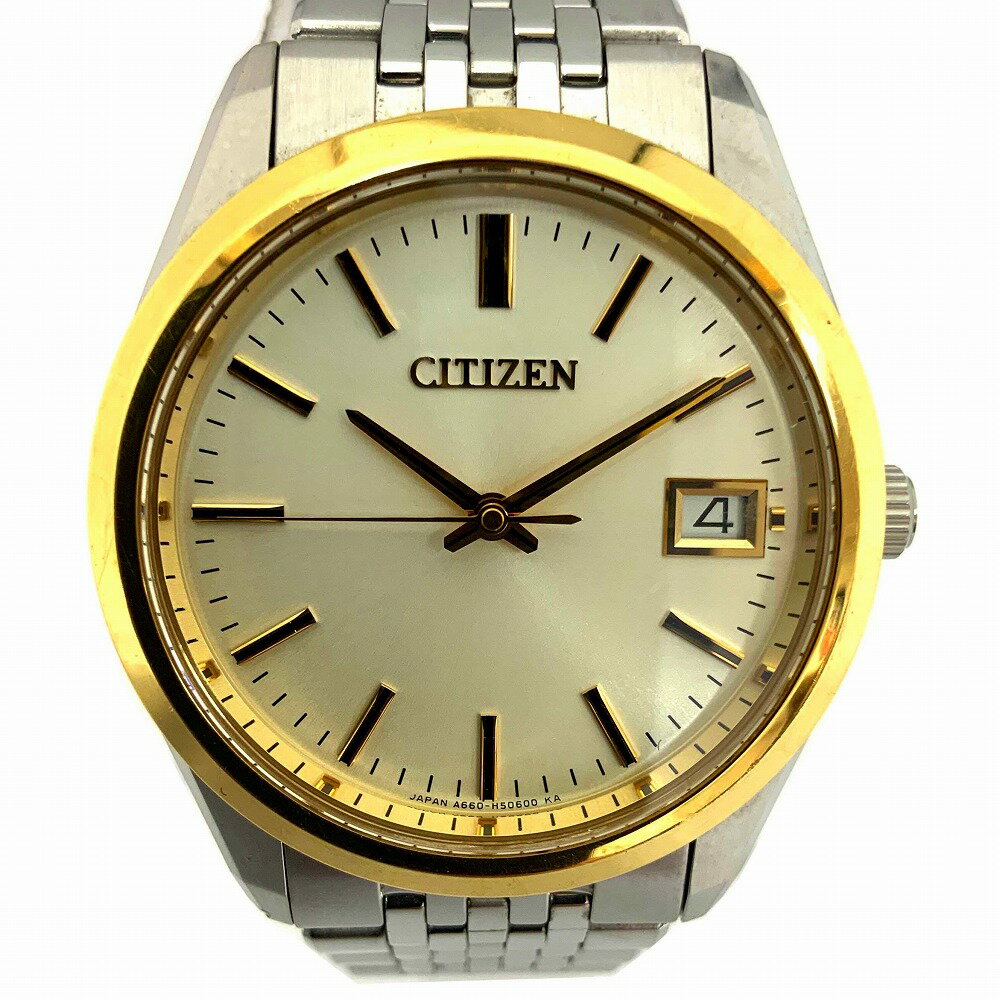 シチズン ザ シチズン 腕時計（メンズ） o【CITIZEN】ザシチズン　A660-T005331　ホワイト文字盤　ゴールドベゼル　K18　白 メンズ　男性 腕時計　クオーツ　三針　日付　パーペチュアルカレンダー　防水　ゴールド　シルバー【シチズン】【かんてい局小山店】31000199318-10o-y