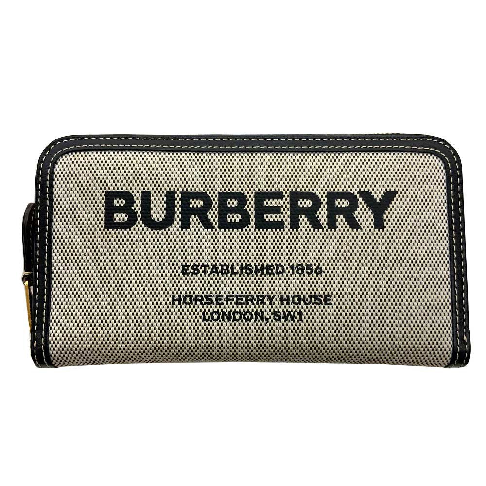 バーバリー 長財布 レディース o 【BURBERRY】ラウンドファスナー長財布　財布　長財布 　キャンバス　レザー　ホースフェリープリント　メンズ　レディース　ユニセックス　男女兼用【バーバリー】【質屋かんてい局小山店】31015759318-1o-f