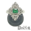 U【中古】【Pt900】 グリーングロッシュラーガーネットリング G0.78ct D0.24 ct 約13号 約7.8g ソーティング プラチナ ガーネット ダ...