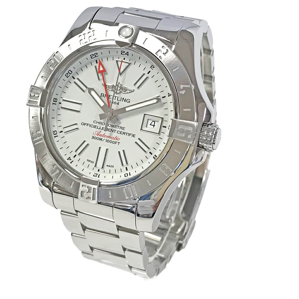 U【中古】【BREITLING】【ブライトリング】アベンジャー2　GMT　A32390　SS 　ホワイト文字盤　ステンレススチール　自動巻　ギャラ　人気　メンズ時計　外装仕上済　美品【かんてい局宇都宮店】31000129315-24u-r
