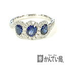 U【中古】【K18WG】ブルーサファイアリング 約11号 S1.04ct D0.47ct 約3.8g ブルーサファイア ダイヤモンド 金 ホワイトゴールド 新品...