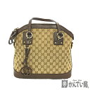 U【中古】【GUCCI】ハンドバック 247279 GGキャンバス ダークブラウン ベージュ ショルダーストラップ 布袋付 美品【グッチ】【大特価価格】【かんて...