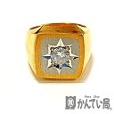 U【中古】【K20 Pt900】印台ダイヤリング 約18.5号 D0.617ct 約37.3g コンビ 金 プラチナ ゴールド ダイヤモンド リング メンズ【大...