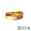 U【中古】【K18】 ルビーリング 約11.5号 K18 ゴールド 金 指輪 約5.8g ルビー1.16ct ダイヤ0.19ct デザインリング【大特価価格】【...