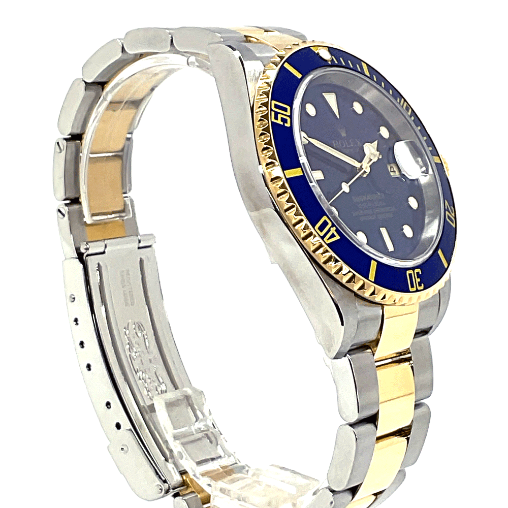 N【ロレックス】サブマリーナーデイト 16613LB 　D番/2005年頃製造 自動巻き　SS×YG　 シルバー×ゴールドベルト/コンビカラー ×ブルーベゼル×文字盤 青サブ 300M防水 外箱/箱/ギャラ有 　オーバーホール×仕上げ済　ROLEX　質屋かんてい局那須塩原店★3100004-136n