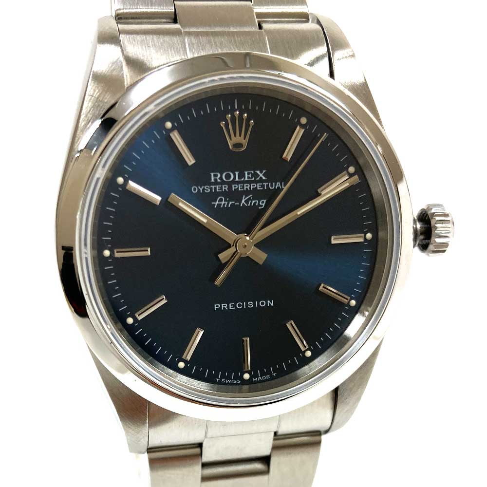 N【中古】【ROLEX】ロレックス エアキング 14000 U番 1997年頃製造 自動巻き シルバーカラー×ブルー文字盤 メンズ 本体のみ 2023.7月OH/仕上げ済み ブランド時計 質屋かんてい局那須塩原店 3100004-97n