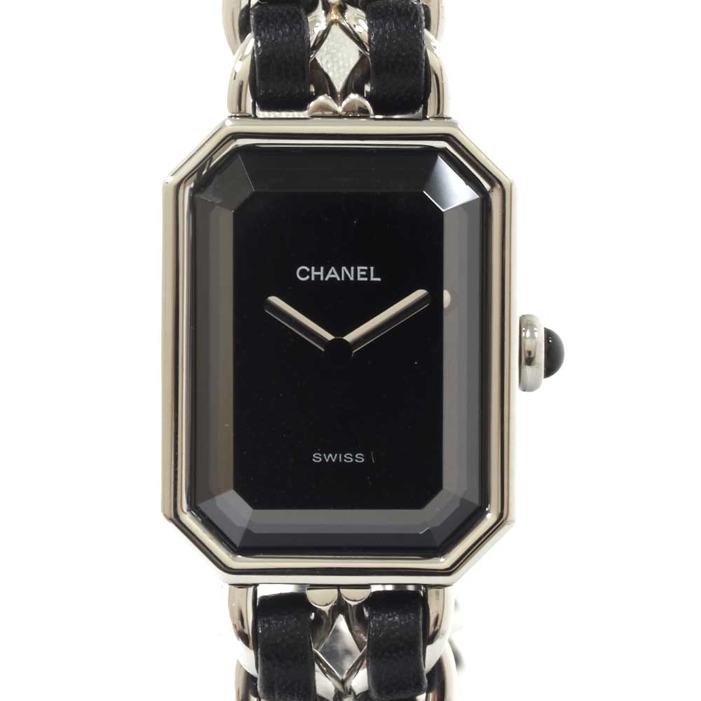 N【中古】【CHANEL】シャネル プルミエール クオーツ時計 H0451 シルバーカラー×ブラック文字盤 L/最大腕回り約16cm レディース 付属品無 ブランド時計 人気 質屋かんてい局那須塩原店★3100215-14n