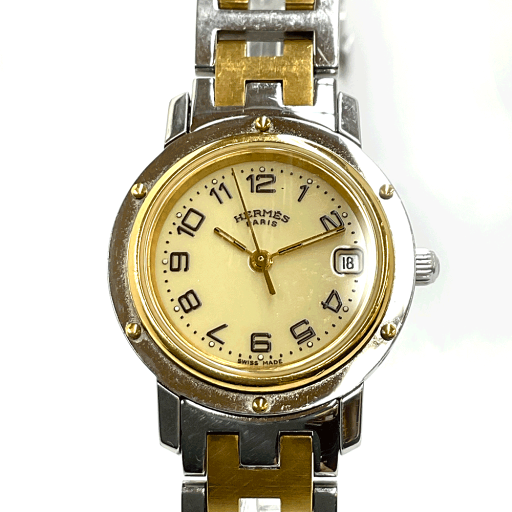N【中古】【HERMES】エルメス クリッパー クオーツ時計 CL4.220 シルバーカラー×ゴールドカラー×ベージュ文字盤 ブランド腕時計 レディース 本体のみ 質屋かんてい局那須塩原店★3100216-17n N【中古】【HERMES】エルメス クリッパー クオーツ時計 CL4.220 シルバーカラー×ゴールドカラー×ベージュ文字盤 ブランド腕時計 レディース 本体のみ 質屋かんてい局那須塩原店★3100216-17n