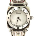 N【中古】【GUCCI】グッチ　ホースビットウオッチ　クオーツ時計　6300L　ステンレス×リザード　シルバーカラー×ホワイト文字盤×ベルトレッド　腕回り約15～18cm　稼働品　レディース　ブランド時計　本体のみ　3か月保証 かんてい局那須塩原店★3100217-60n