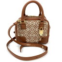 N【中古】【LOEWE】ロエベ アマソナ16 A039N21X03 ブラウン×ゴールドカラー金具 カーフスキン ジャガード スクエア型 トートバッグ ブランドバ...