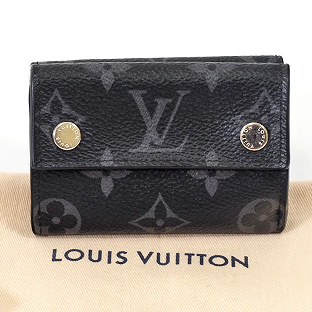 ルイヴィトン モノグラム財布（メンズ） N 【LOUIS　VUITTON】ルイヴィトン　ディスカバリーコンパクトウォレット　M67630　モノグラム・エクリプス　ブラック×グレー　三つ折り財布　コンパクト　メンズ　レディース　布袋有　質屋かんてい局那須塩原店★3101671-18n