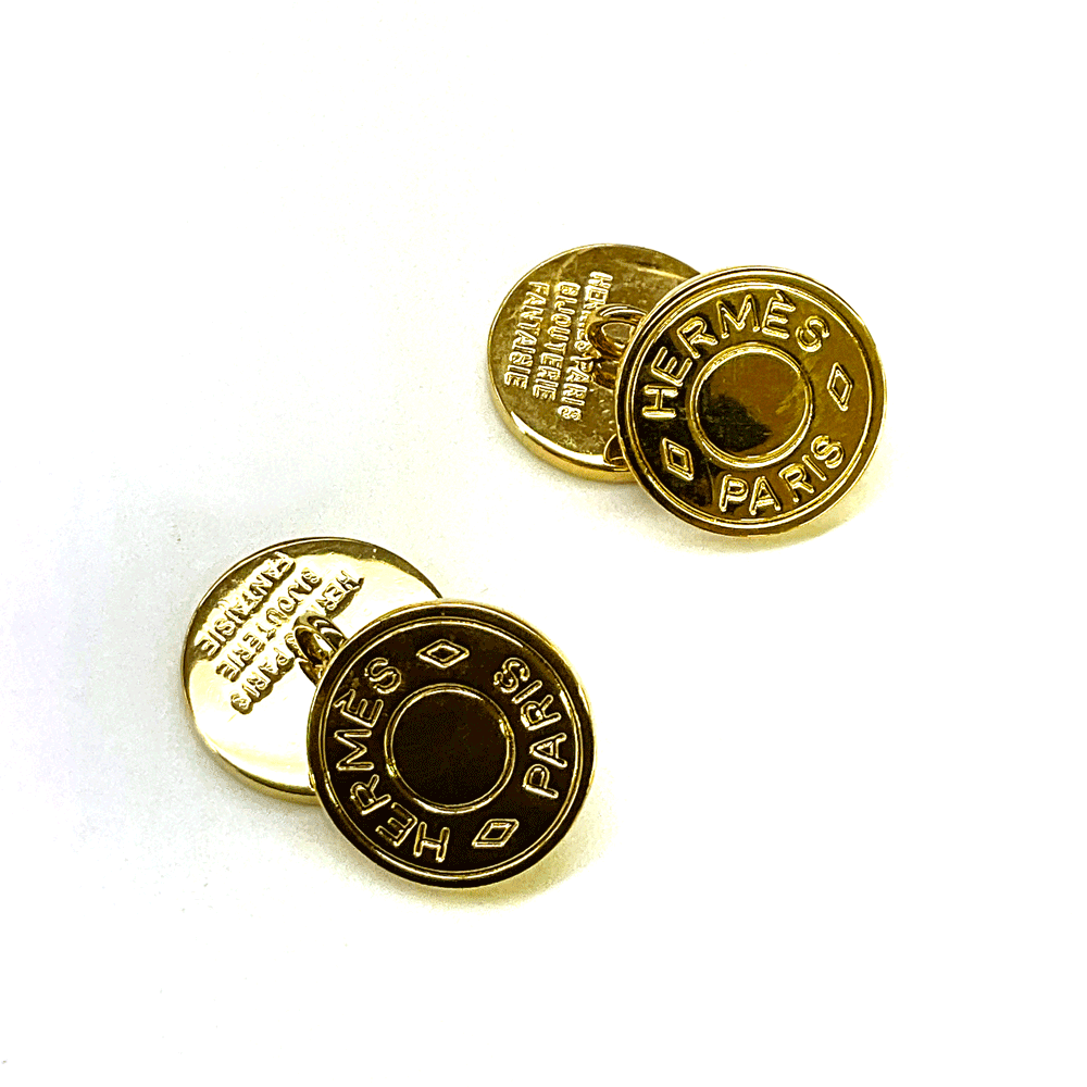 N【中古】【HERMES】エルメス　セリエカフス　イエローゴールド　真鍮　直径約W1.4cm　ブランドアクセサリー　箱付属　オシャレ　質屋かんてい局那須塩原店★3103676-2n