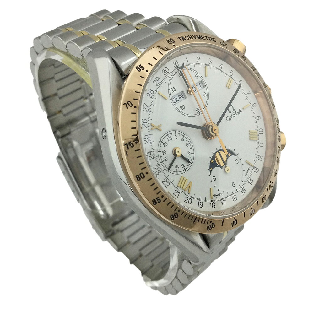 K【OH＆磨き済】OMEGA スピードマスタートリプルカレンダー 3336.20 文字盤 ホワイト ムーンフェイズ 腕時計 自動巻き メンズ ピンクゴールド 箱 修理明細 送料無料 特別価格 男性 腕時計 ビジネス 定番 人気 オメガ 中古　質屋かんてい局 鹿沼店 31000059310-70k