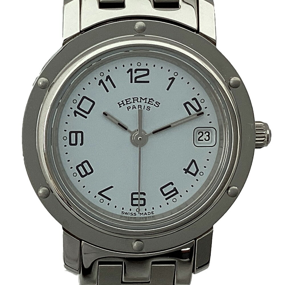 K HERMES クリッパー CL.4.210 腕時計 クオーツ ステンレス 文字盤 ライトブルー系 ケース約23mm レディース 女性 アクセサリー ファッション 高級ブランド 定番 エルメス 箱 ギャラ 中古 質屋かんてい局 鹿沼店 31002169316-9k